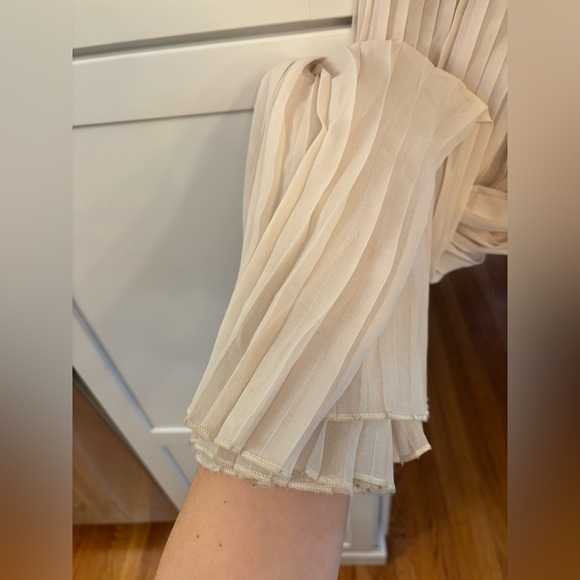 Naked Wardrobe Funnel Neck Mixed Media Maxi Dress in cream off white - Picture 8 of 8